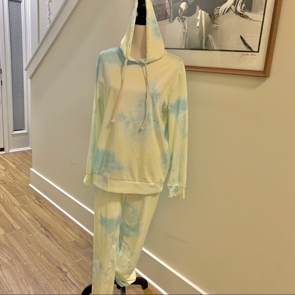 Tops - Green & Blue Tie Dye Loungewear Set XXL